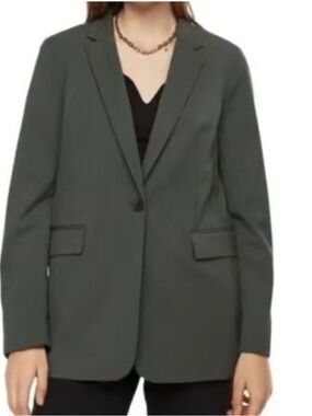 H&M Dark Green Single-Button Tailored Blazer